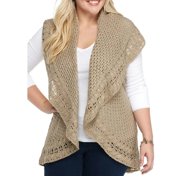 NEW DIRECTIONS SLEEVELESS OPEN FRONT CARDIGAN - Picture 1 of 6